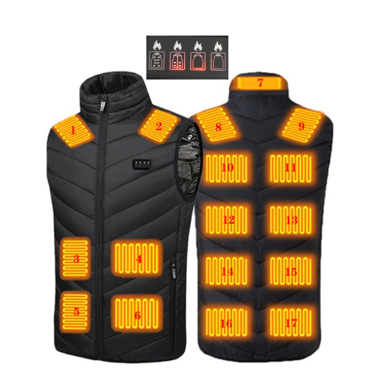 17 Area 4 Control Black USB Electric Heating Undershirt Intelligent Warm Vest(S)