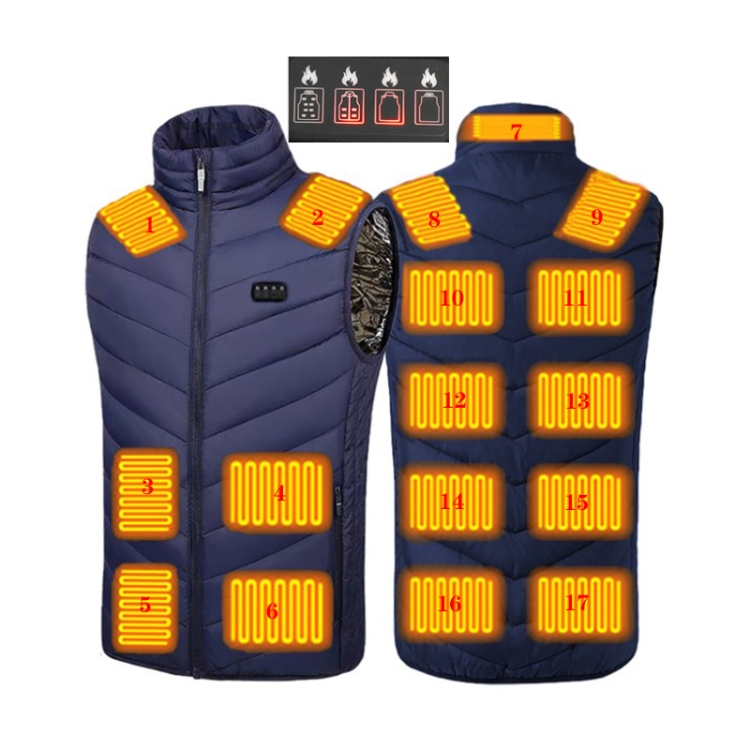 17 Area 4 Control Blue USB Electric Heating Undershirt Intelligent Warm Vest(S)
