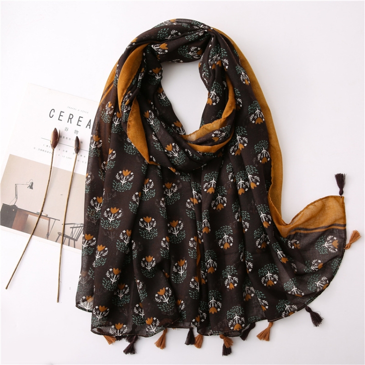 180 X 85cm  Women Cotton And Linen Scarf Retro Splicing Bohemian Printed Silk Shawl SL2003-013