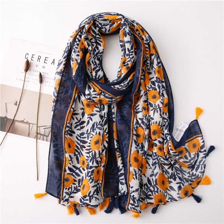 180 X 85cm Women Cotton And Linen Scarf Retro Splicing Bohemian Printed Silk Shawl SL2003-015