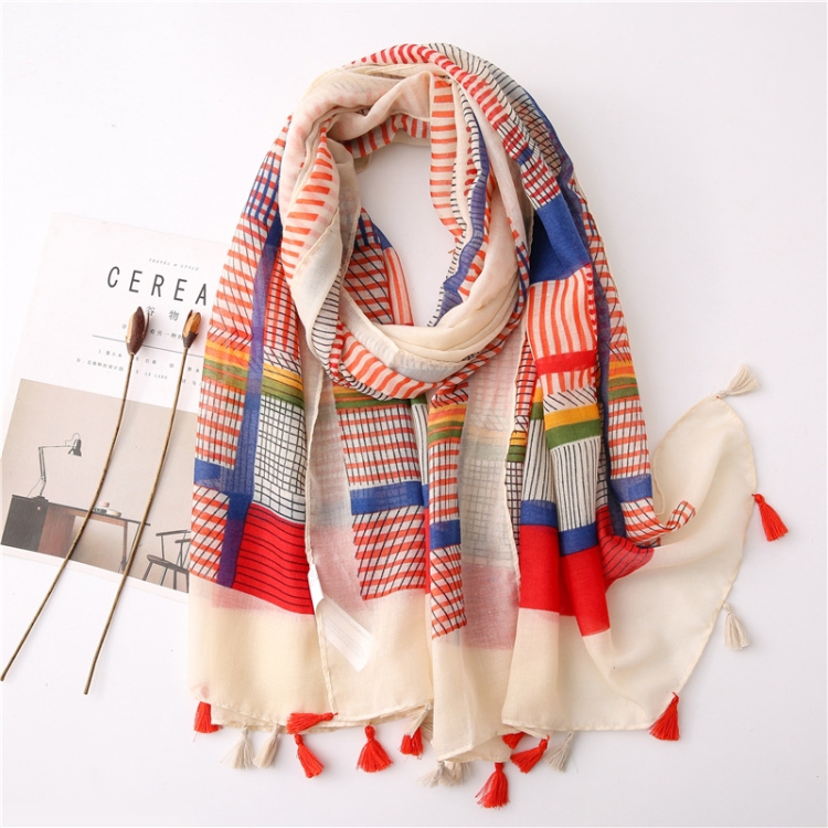 180 X 85cm  Women Cotton And Linen Scarf Retro Splicing Bohemian Printed Silk Shawl SL2003-016