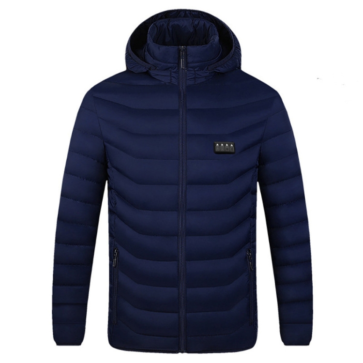 19 Zone 4 Control Blue USB Winter Electric Heated Jacket Warm Thermal Jacket, Size: L