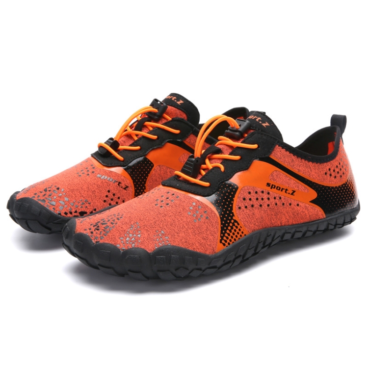 1901 Outdoor Couple Sports Shoes Five-finger Hiking Anti-skid Wading Shoes Diving Beach Shoes, Size: 45(Orange)