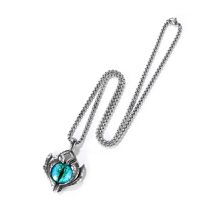 1926 Retro Demon Eyes Men Titanium Steel Necklace, Style: Pendant+3x55cm Matching Chain
