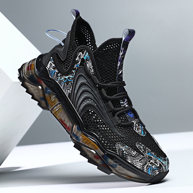 1927A Summer Hollow Flying Knit Breathable Sports Shoes Men Casual Shoes, Size: 44(Black)