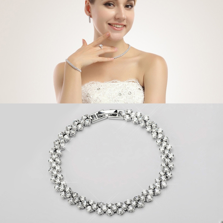 19cm Fashion Zircon Encrusted Roman Bracelets Platinum-plated Bracelet Jewelry