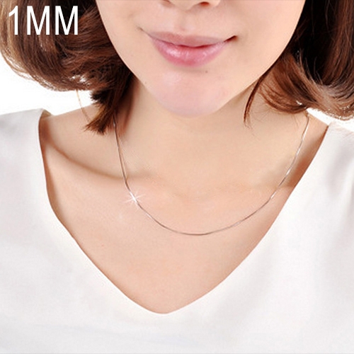 1MM Personality Fashion Silver Plated Snake Bone Chain(Silver length:28 inch)