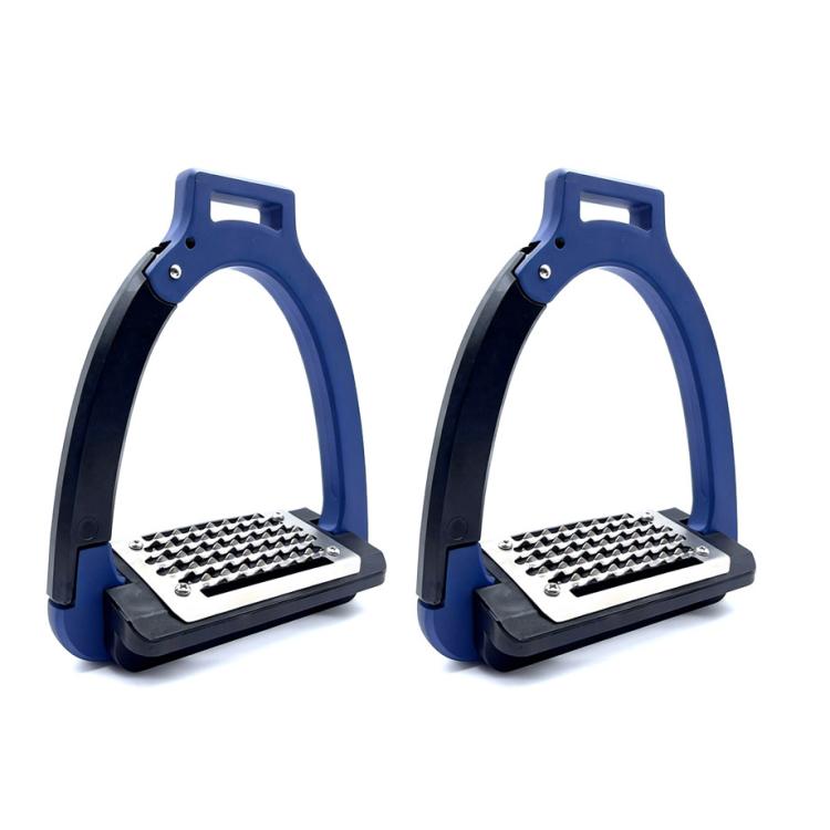 1pair Aluminum Alloy Side-Opening Safety Stirrup, Spec: Adult Size Dark Blue