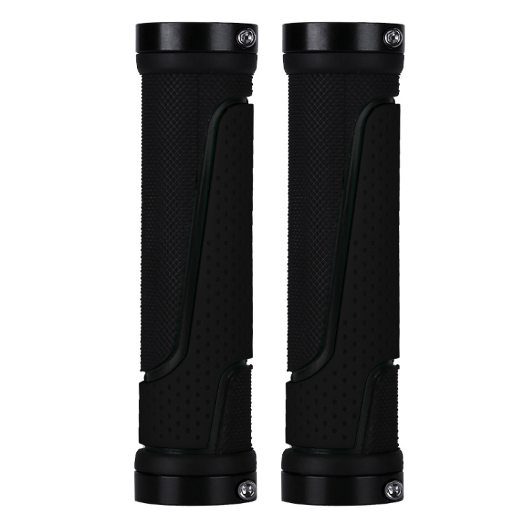 1pair BG-0404 Bicycle Rubber Handle Cover The Mountain Bike Bilateral Lock Dead Anti-Slip Handle Cover(Black)