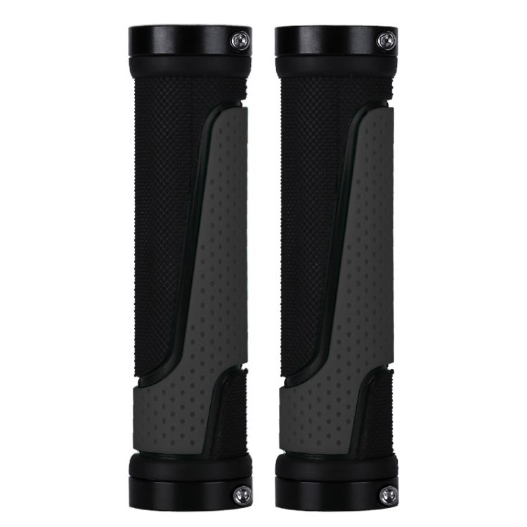 1pair BG-0404 Bicycle Rubber Handle Cover The Mountain Bike Bilateral Lock Dead Anti-Slip Handle Cover(Grey)