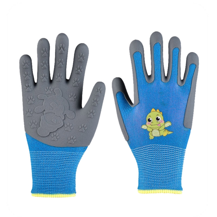 1pair TPE Children Cartoon Gloves Hamster Parrot Anti-scratch Bite Student Gardening Protective Anti-slip Wear-resistant Gloves, Size: S Blue