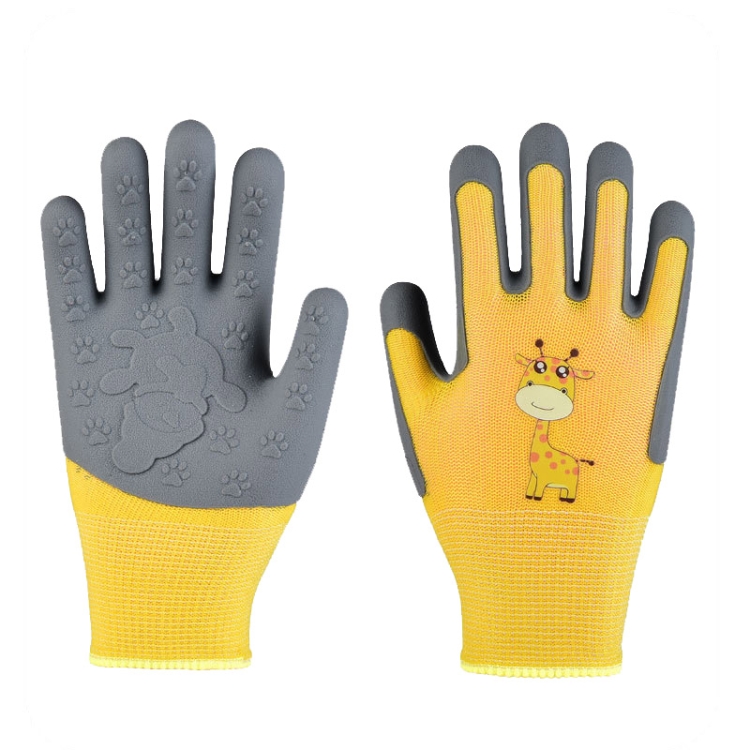 1pair TPE Children Cartoon Gloves Hamster Parrot Anti-scratch Bite Student Gardening Protective Anti-slip Wear-resistant Gloves, Size: S Yellow
