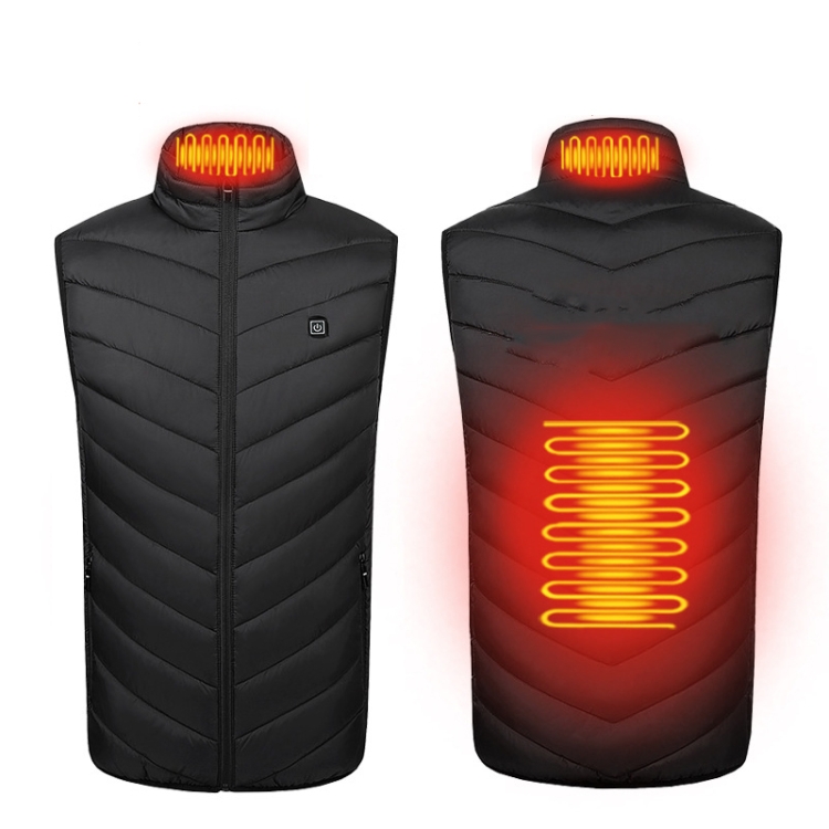 2 Area Single Control USB Electric Heating Undershirt Intelligent Warm Vest, Size: XL(Black)