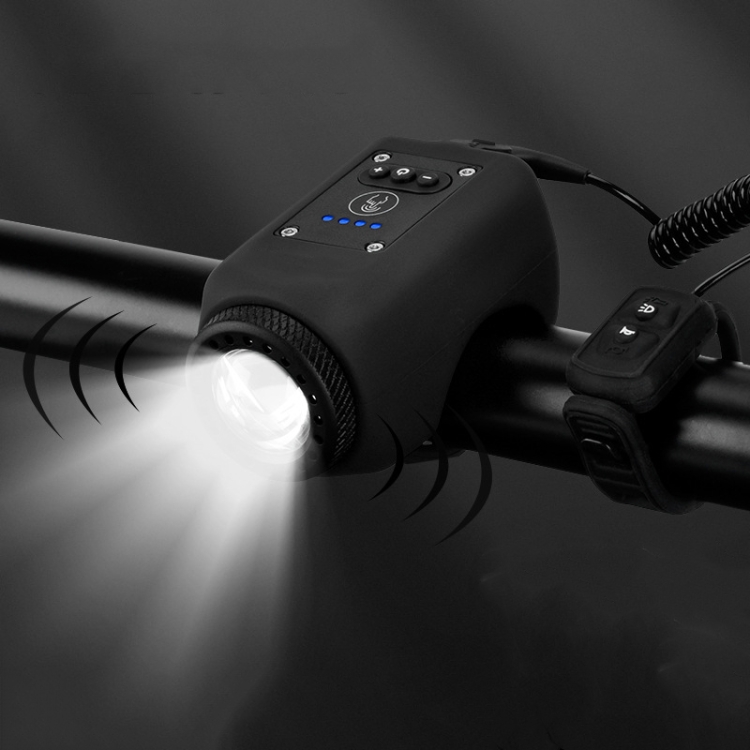 2 In 1 Bicycle Rechargeable Waterproof High Decibel Bell with Highlight Light(Black)