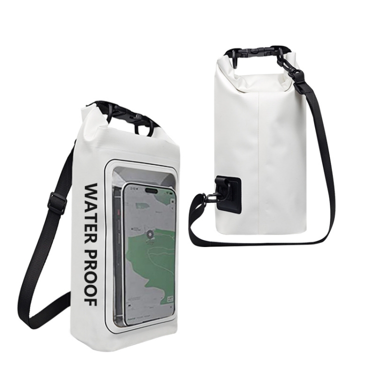 2 In 1 Outdoor Cycling Crossbody Phone Bag PVC Swimming IPX6 Waterproof Bag, Size: 5L(White)