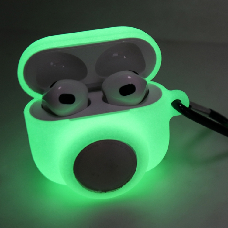 2 in 1 Shockproof Full Coverage Silicone Protective Case For AirPods 3 / AirTag 2nd Gen / AirTag 1st Gen(Fluorescent Green)