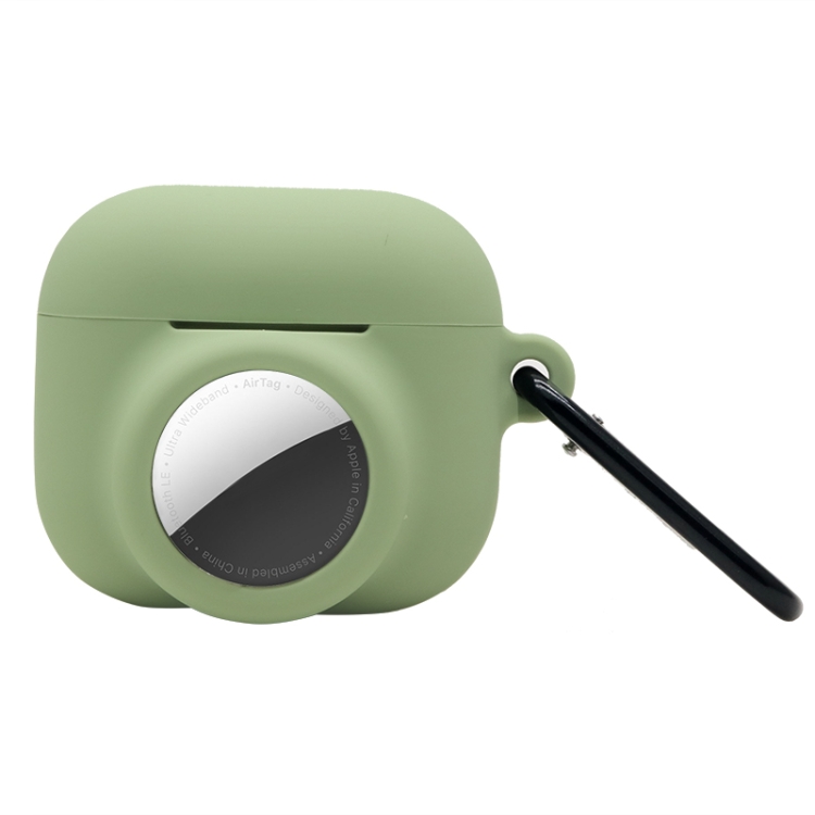 2 in 1 Shockproof Full Coverage Silicone Protective Case For AirPods 3 / AirTag 2nd Gen / AirTag 1st Gen(Olive Green)
