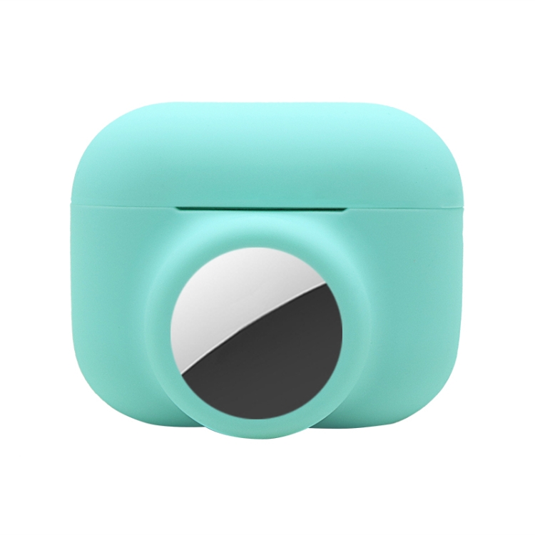 2 in 1 Shockproof Full Coverage Silicone Protective Case For AirPods Pro / AirTag 2nd Gen / AirTag 1st Gen(Teal)