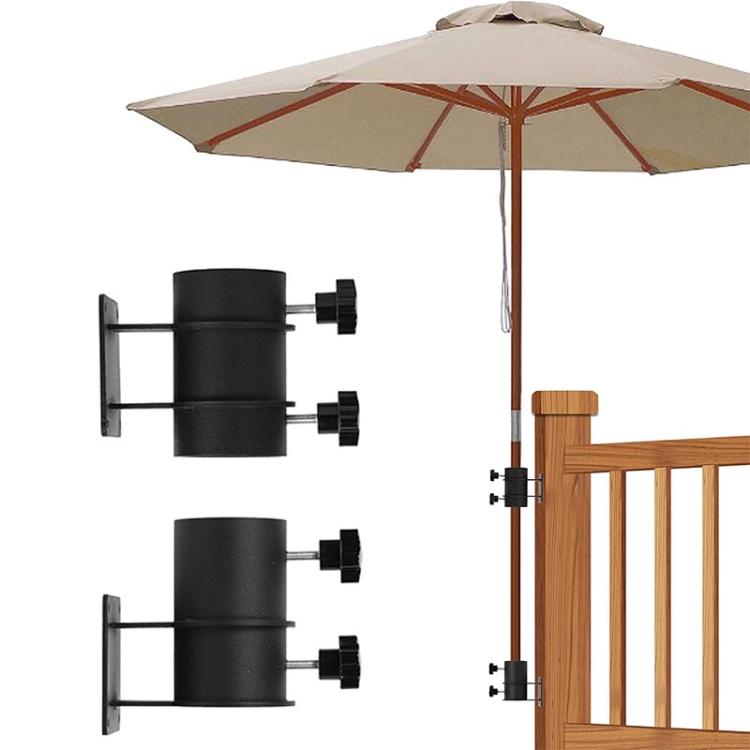 2 Pack Heavy-duty Patio Umbrella Holder Metal Outdoor Umbrella Mounting Base(Black)
