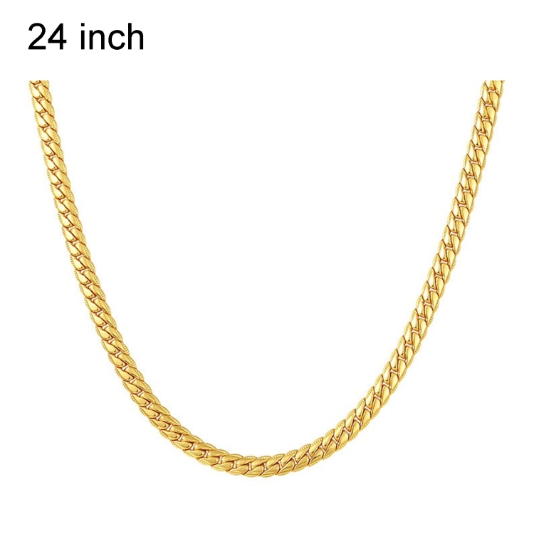 2 PCS 5mm Full Sideways Gold Plated Necklace Fashion Jewelry, Specification: 24 inch (60cm)