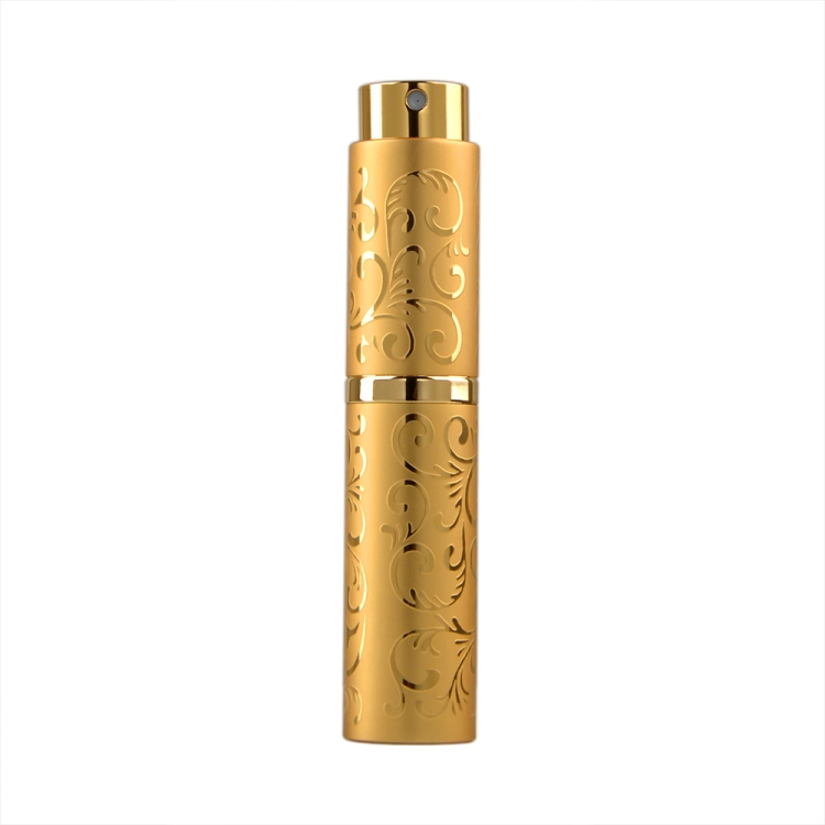 2 PCS Embossed Rotating Perfume Bottle Metal Discharge Bottle Sterilizing Alcohol Spray Bottle, Specification: 10ml(Golden)