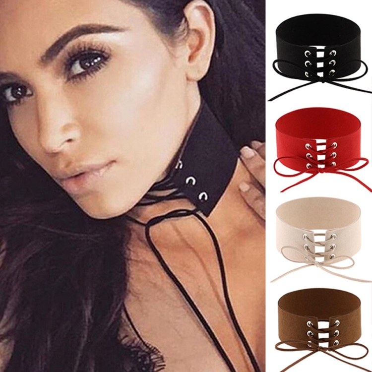 2 PCS Simple Personality Punk Sexy Bound Collar Fashion Velvet Collar Bone Necklace, Random Color Delivery