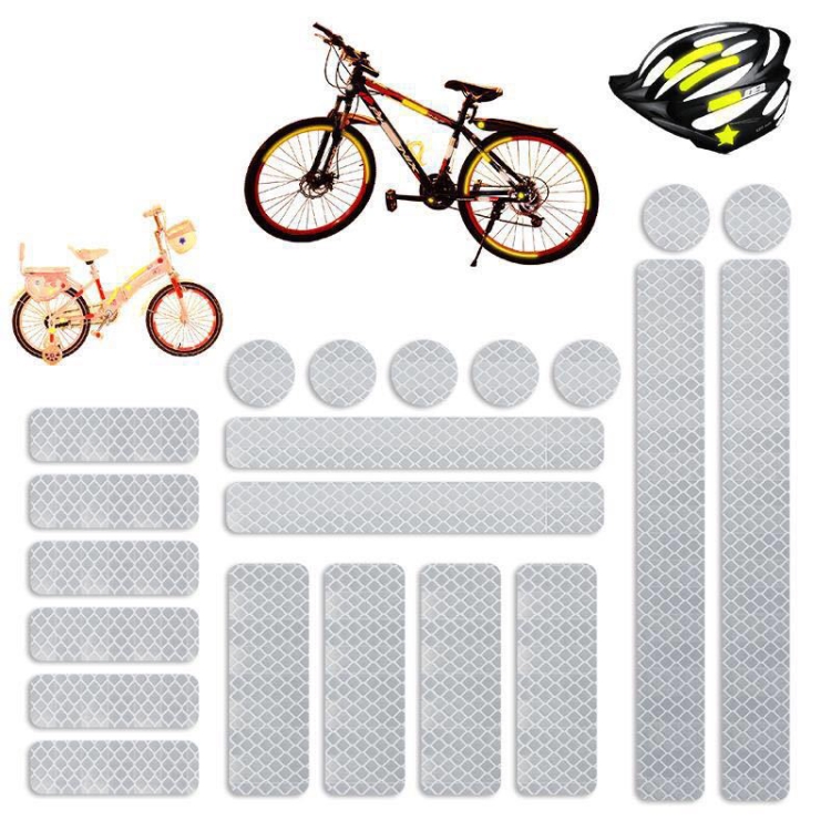 21 In 1 Electric Bike Backed Honeycomb Reflective Stickers Safety Signs Warning Strips(White)