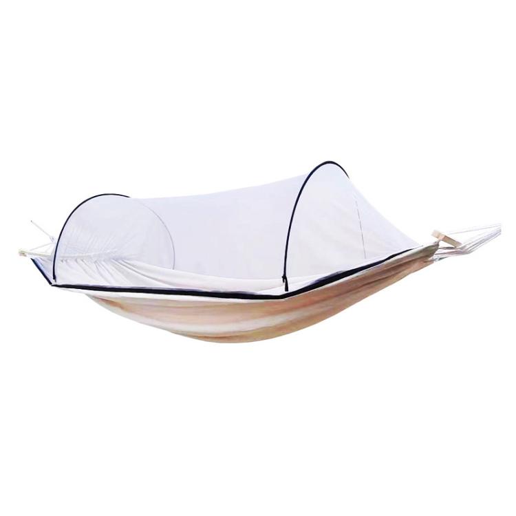 220 x 150cm Anti-rollover Mosquito Net Hammock Thickened Canvas Double Outdoor Swing Chair(Beige)
