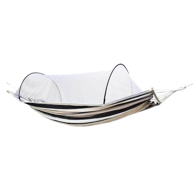 220 x 150cm Anti-rollover Mosquito Net Hammock Thickened Canvas Double Outdoor Swing Chair(Black White Stripes)