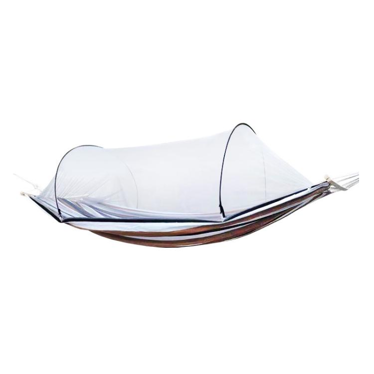 220 x 150cm Anti-rollover Mosquito Net Hammock Thickened Canvas Double Outdoor Swing Chair(Khaki Stripes)