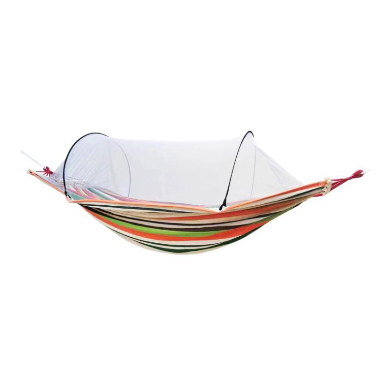 220 x 150cm Anti-rollover Mosquito Net Hammock Thickened Canvas Double Outdoor Swing Chair(Orange Yellow Stripes)
