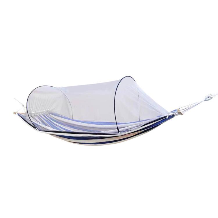 220 x 150cm Anti-rollover Mosquito Net Hammock Thickened Canvas Double Outdoor Swing Chair(White Stripes)