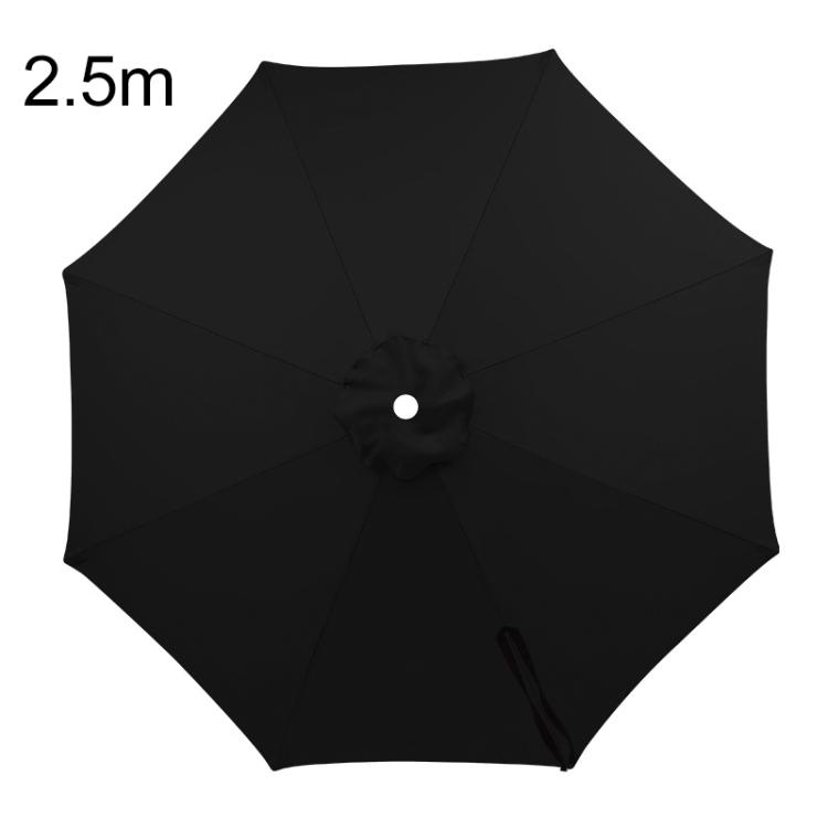 2.5m 8 Ribs Universal Patio Umbrella Replacement Canopy UV30+ Protective Waterproof Polyester Fabric(Black)
