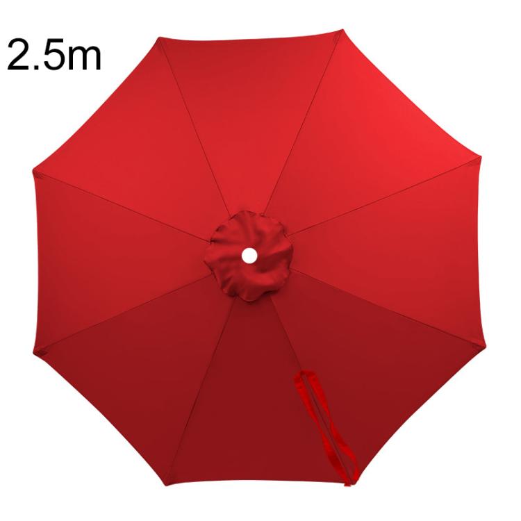 2.5m 8 Ribs Universal Patio Umbrella Replacement Canopy UV30+ Protective Waterproof Polyester Fabric(Red)