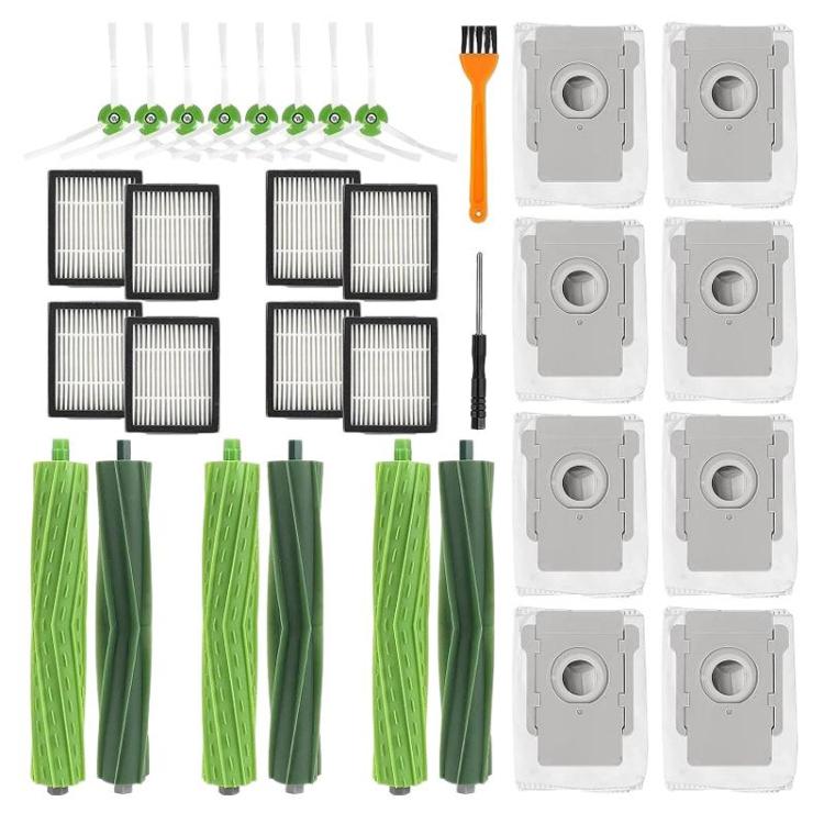 28 In 1 For iRobot Roomba i7 / i7+ / E5 / E6 Robot Vacuum Accessories Main Brush, Side Brush, Filter