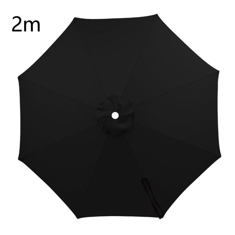 2m 8 Ribs Universal Patio Umbrella Replacement Canopy UV30+ Protective Waterproof Polyester Fabric(Black)