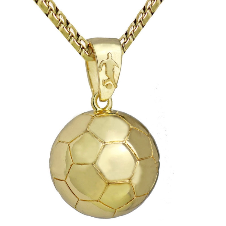 2pcs Three-Dimensional Sports Ball Pendant Necklace, Style: Men Football  18K Gold