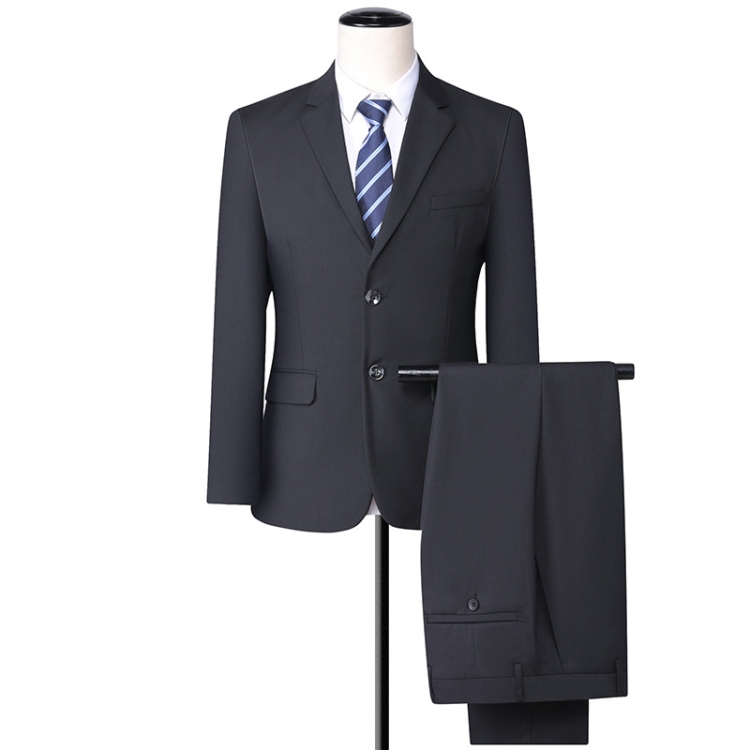 3 In 1 Men 2-Button Suit Handsome Slim Business Formal Suit Bank Sales Hotel Workwear, Size: S(Blazer+Vest+Trousers Black)