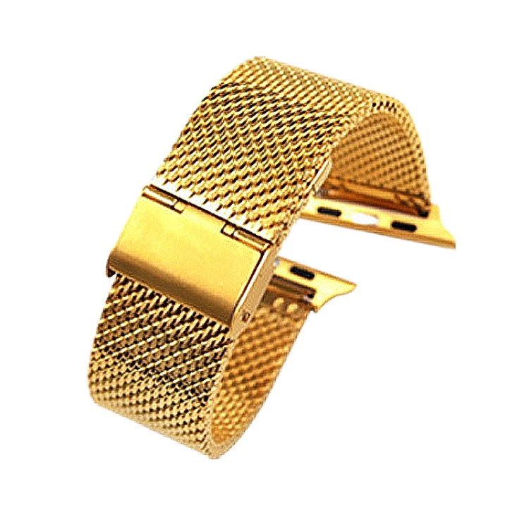 304 Stainless Steel Milanese Watch Band with Connector For Apple Watch Series 10 42mm / 9&8&7 41mm / SE 3&SE 2&6&SE&5&4 40mm / 3&2&1 38mm(Gold)