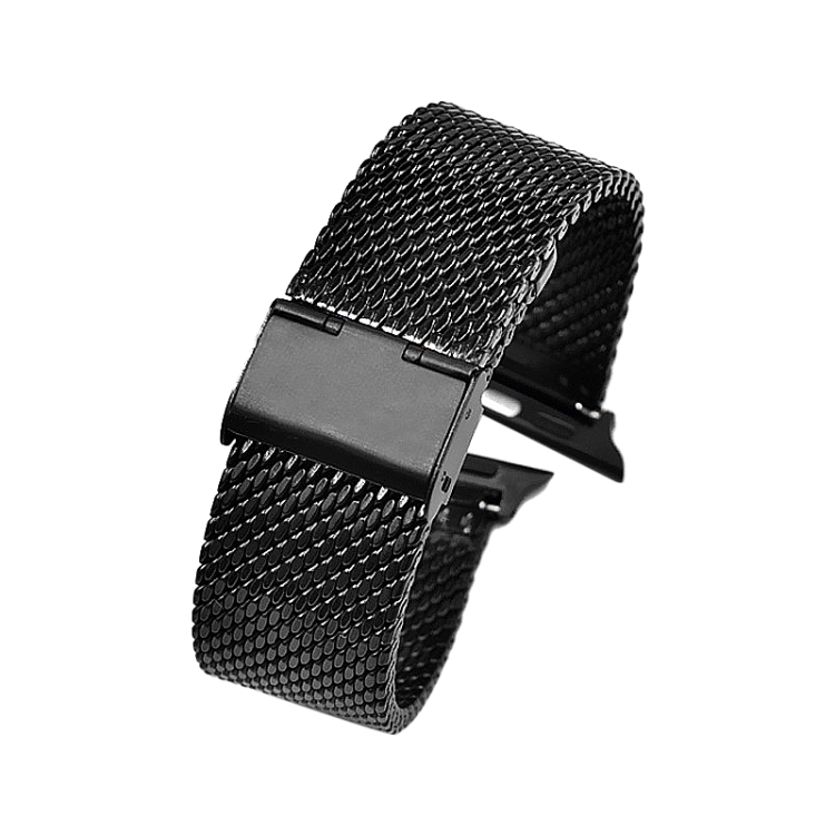 304 Stainless Steel Milanese Watch Band with Connector For Apple Watch Ultra 49mm&Watch Ultra 2 49mm / Series 10 46mm / 9&8&7 45mm / SE 3&SE 2&6&SE&5&4 44mm / 3&2&1 42mm(Black)