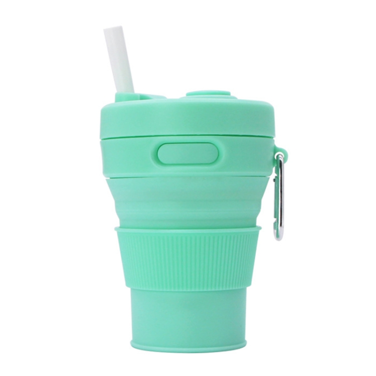 350ML Folding Portable Silicone Telescopic Drinking Coffee Cup Multi-function Silica Cup Travel(Green)