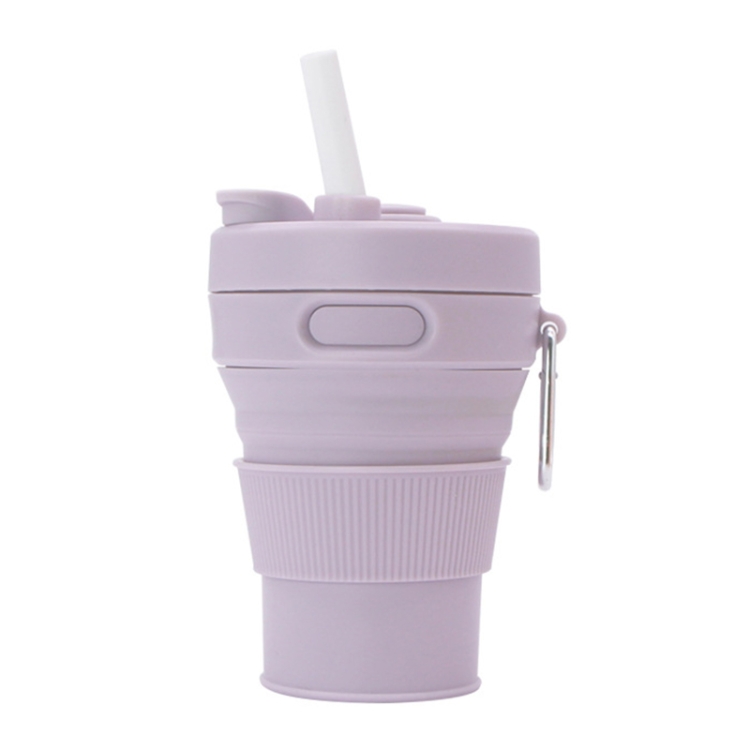 350ML Folding Portable Silicone Telescopic Drinking Coffee Cup Multi-function Silica Cup Travel(Purple)