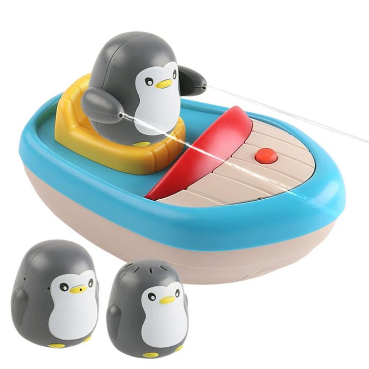 360-degree Rotating Electric Water-spraying Penguin Boat Children Bath Toy