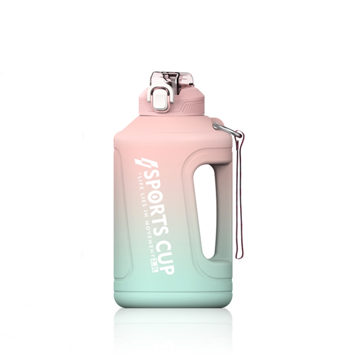 3800ml Large Capacity Gradient Straw Cup Sports Bottle With Scale(Pink)