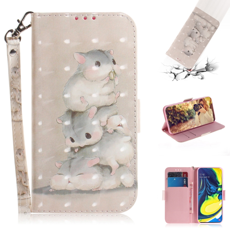 3D Painting Pattern Coloured Drawing Horizontal Flip Leather Case with Holder & Card Slots & Wallet for Galaxy A80 / A90(Three Squirrels)
