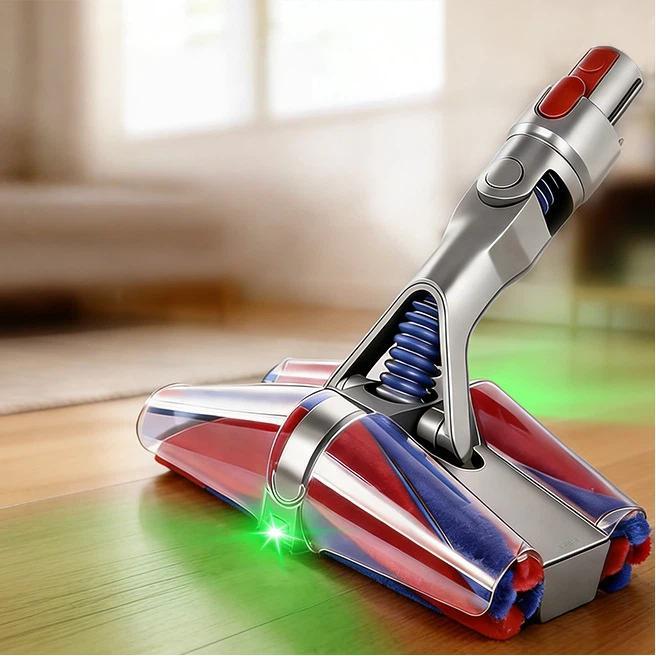 4-Conical Fluffy Roller Head For Dyson V7 V8 V10 V11 V15 with Dual-Side Green Laser Dust Illumination