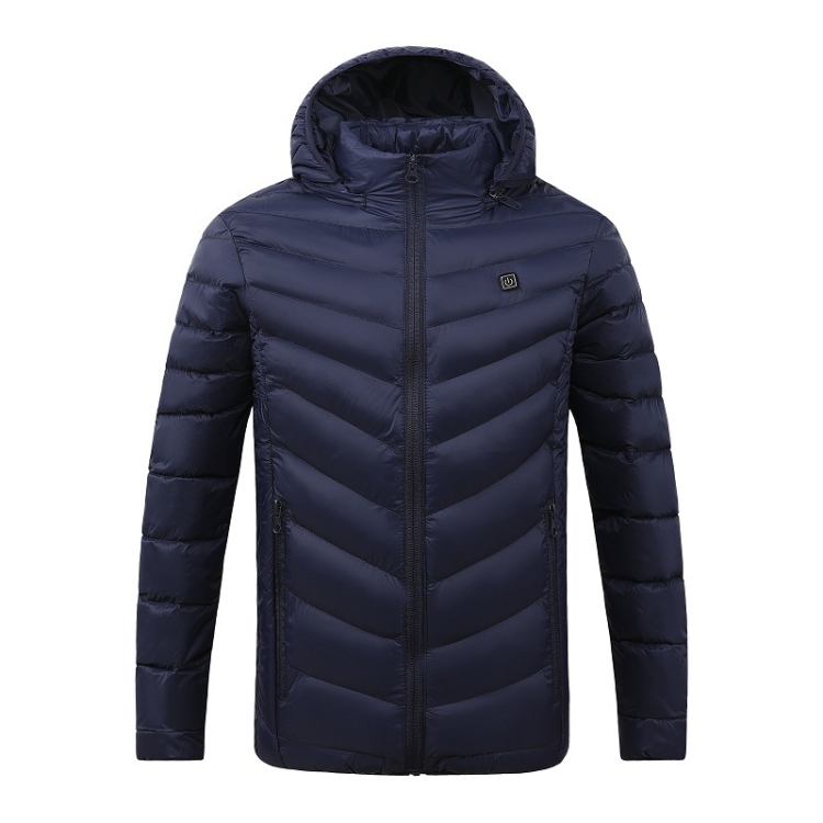 4 Zone Blue USB Winter Electric Heated Jacket Warm Thermal Jacket, Size: L