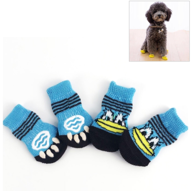 4pcs /Set Cute Puppy Dogs Pet Knitted Anti-slip Socks, Size:L (Big Mouth Duck)