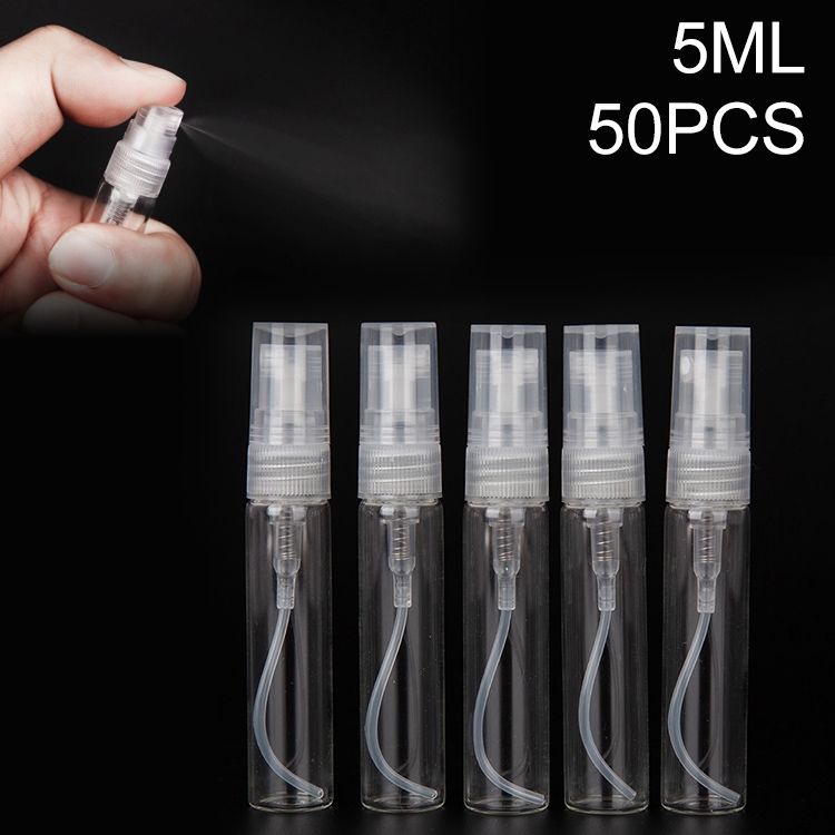 50 PCS Perfume Bottle Spray Bottle Perfume Bottle Empty Bottle, Capacity:5ML (Transparent)