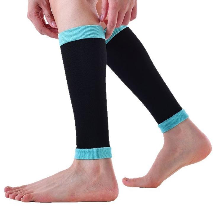 5pairs /Pack 240 Needle Nylon Compression Football Socks Calf Support, Size: Free Size(Lake Blue+Black)